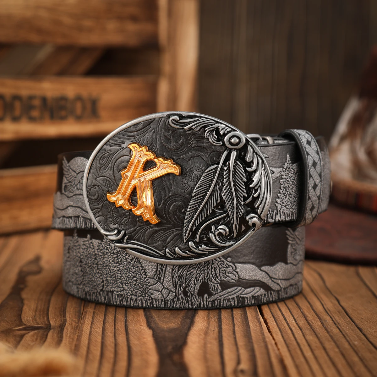 Ein lässiger, individueller und retroartiger Gürtel, ein Kleidungsaccessoire im Western-Stil, Metallschnalle, PU-Gürtel, geeignet für sowohl Männer als auch Frauen – Detail 12