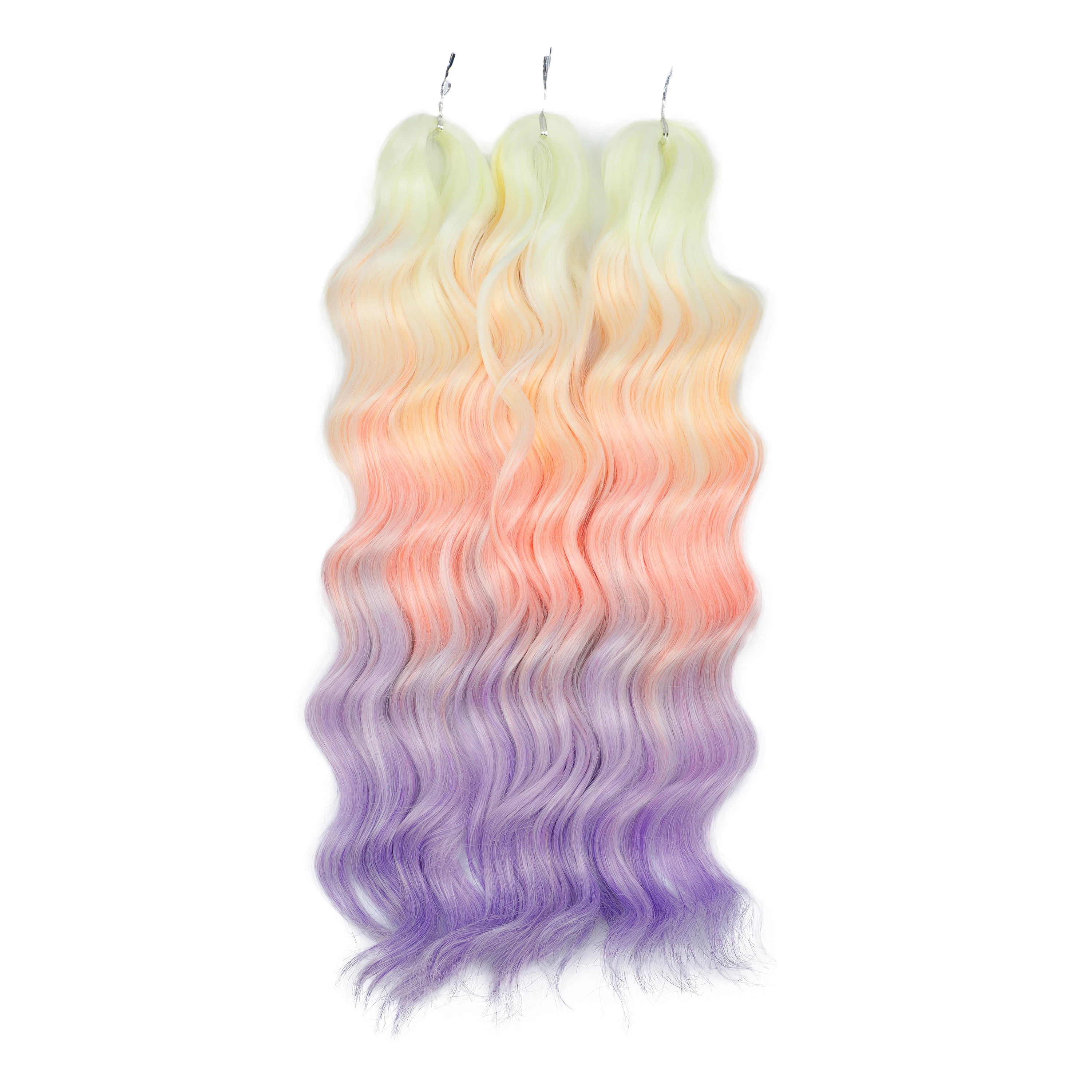 Anna 3 stuks 24 inch body wave gehaakte ombre regenboog 300g gekleurde vlechten roze ombre blond 613 haarverlenging water wit zilver