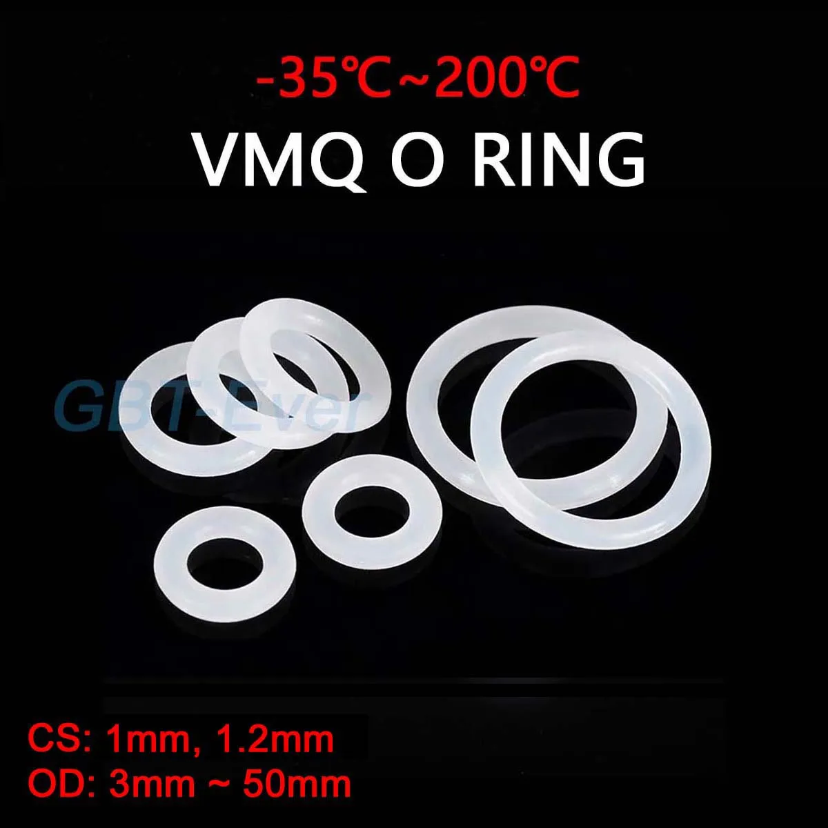 

VMQ White Silicone O-Ring Gasket CS 1/1.2mm Silicon O Ring Washer OD 3mm ~ 50mm Food Grade Sealing Ring Waterproof&Insulated