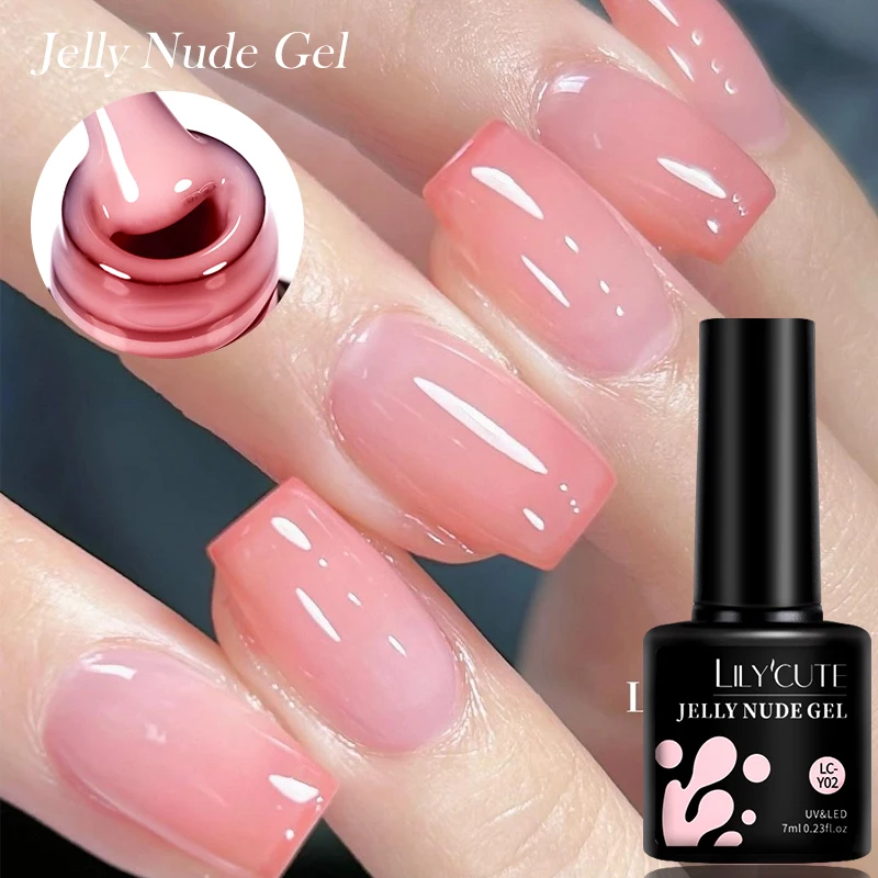 LILYCUTE 7ML Jelly Nude Pink Gel Nail Polish Milky White Transparent Semi Permanent Soak Off Manicure Nail Art UV Gel Varnish