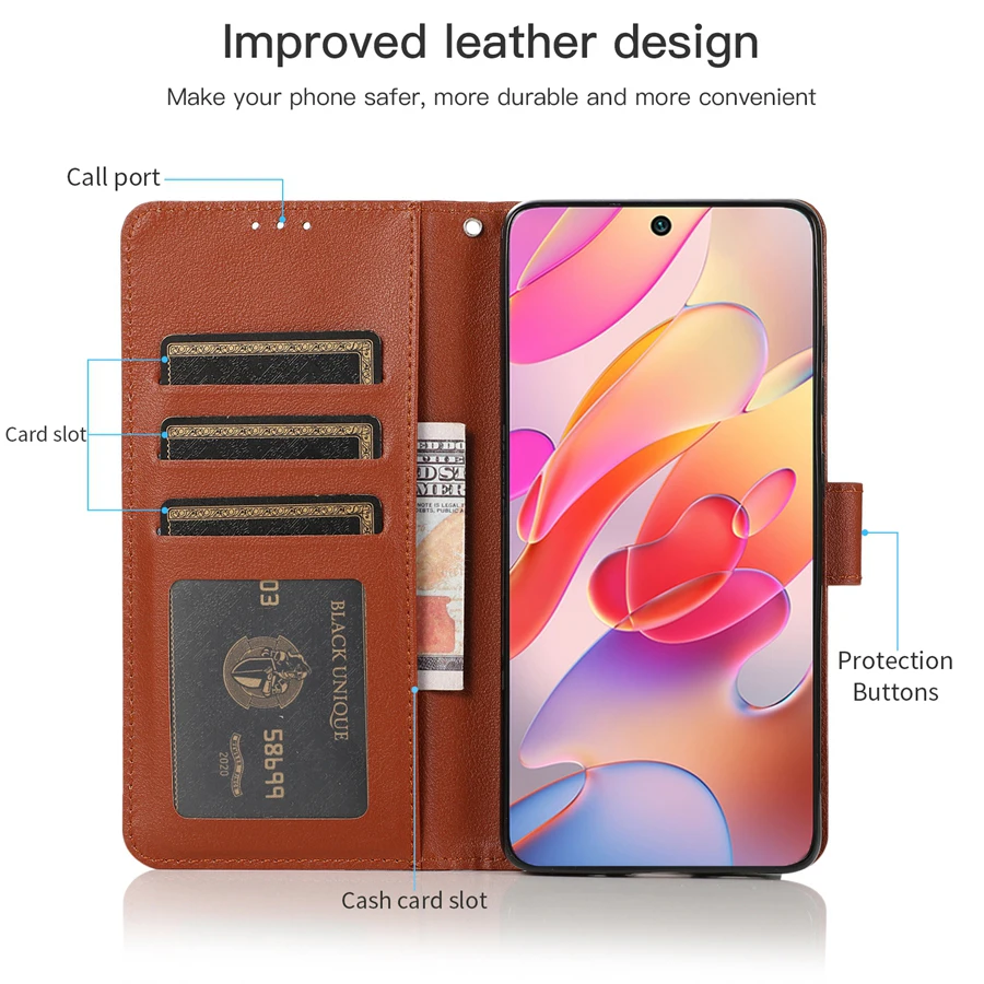 Wallet Leather Case For Xiaomi Redmi 10 10A 9 9A 9C 9T 8 8A 7A Note 11 11S 11 Pro 10S 10 Pro 9 Pro 8 7 Mi Poco X3 M4 Pro F3 11T