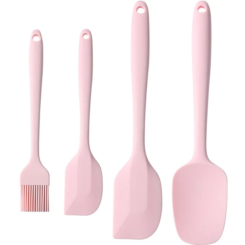 Spatule antiadhésive en Silicone rose, poignée ronde, grattoir à gâteau, crème, beurre, outils de pâtisserie, objets à haute température pour les cuisines