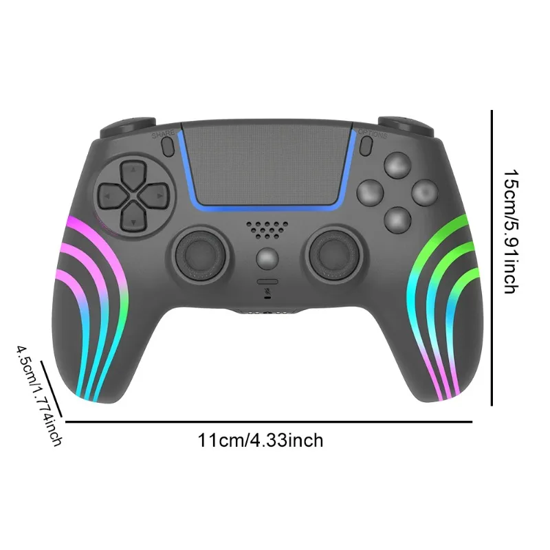 وحدة تحكم ألعاب لاسلكية لجهاز PS 5/PS 5 Slim/PS 5 Pro/PC BT 4.0 مع مقبس 3.5 ملم وزر برمجة لوحة اللمس