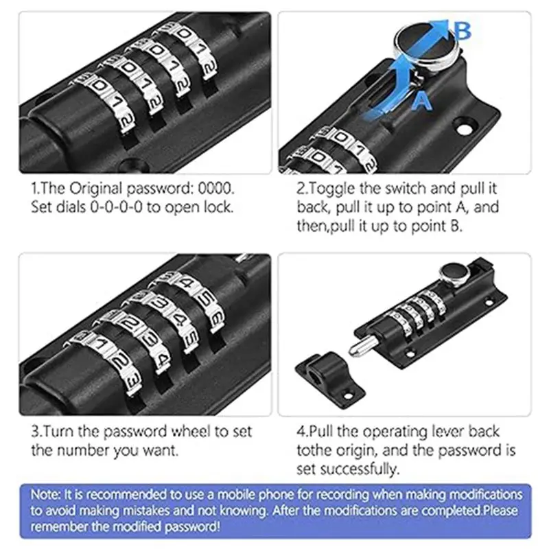 [B17B!】 Password Latch Lock Sliding Combination Lock Password Door Latch Security Lock Password Lock Catch Durable (S