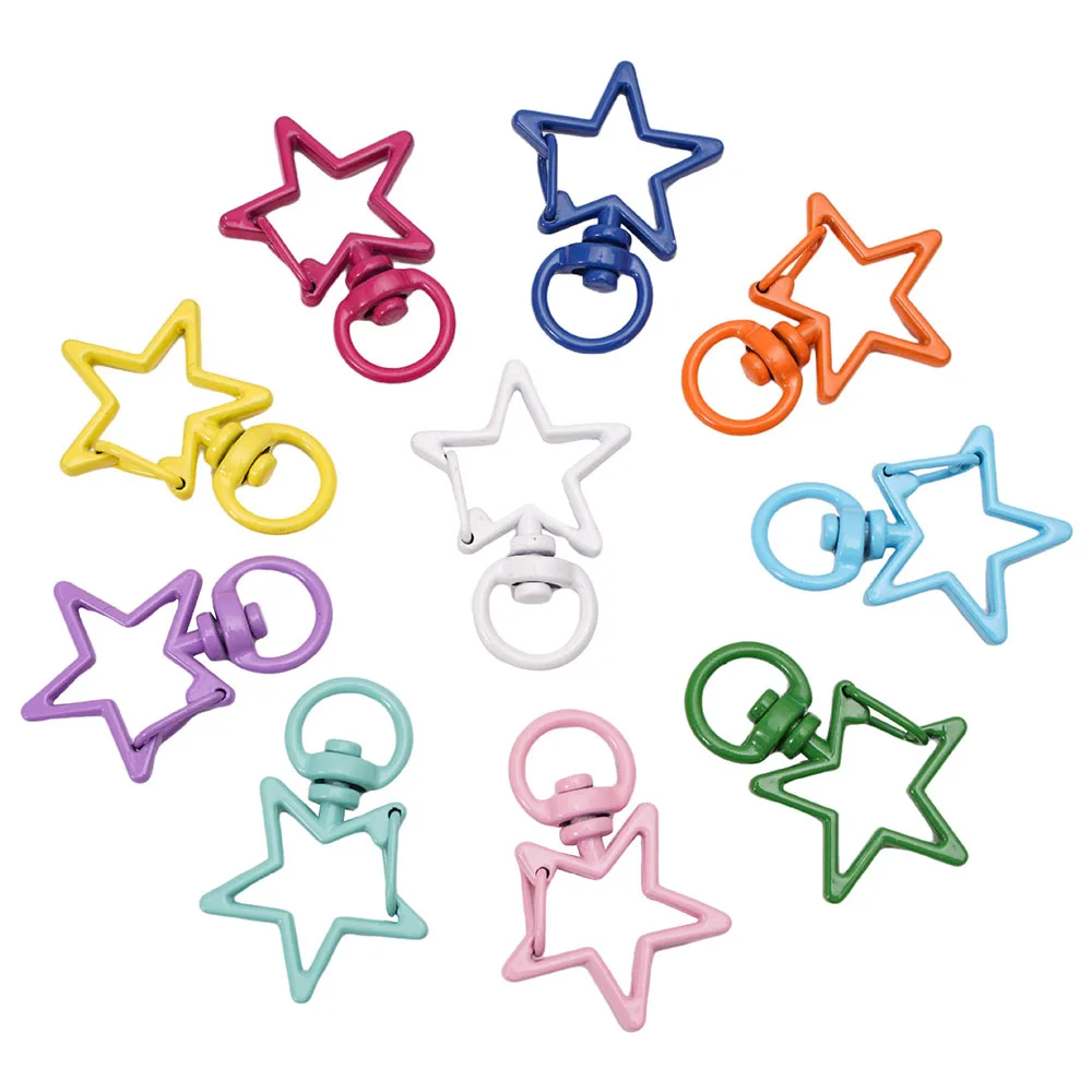 

10pcs Star shape Keychains Lobster Clasps Hooks 24x34mm Key Chain Key Rings for DIY Trinkets Pom Pom Keychain Jewelry Findings