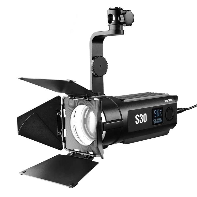 Godox 30Ws LED Photography Continuous adjustable Light S30 + Barn Door For Professional Photography
