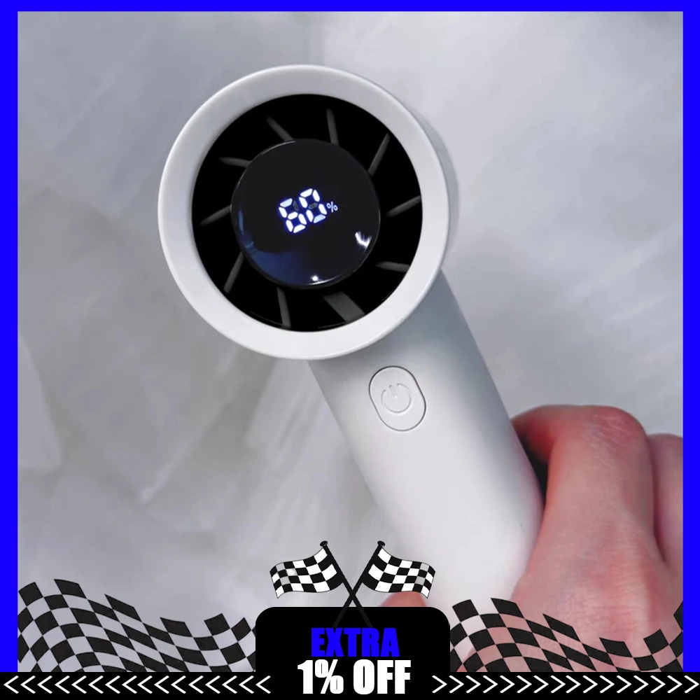 SOTHING Engine Mini Handheld Fan Turbocharged Ultra-High Speed Handheld Small Fan LED Wisdom Digital Display Light Weight Gifts