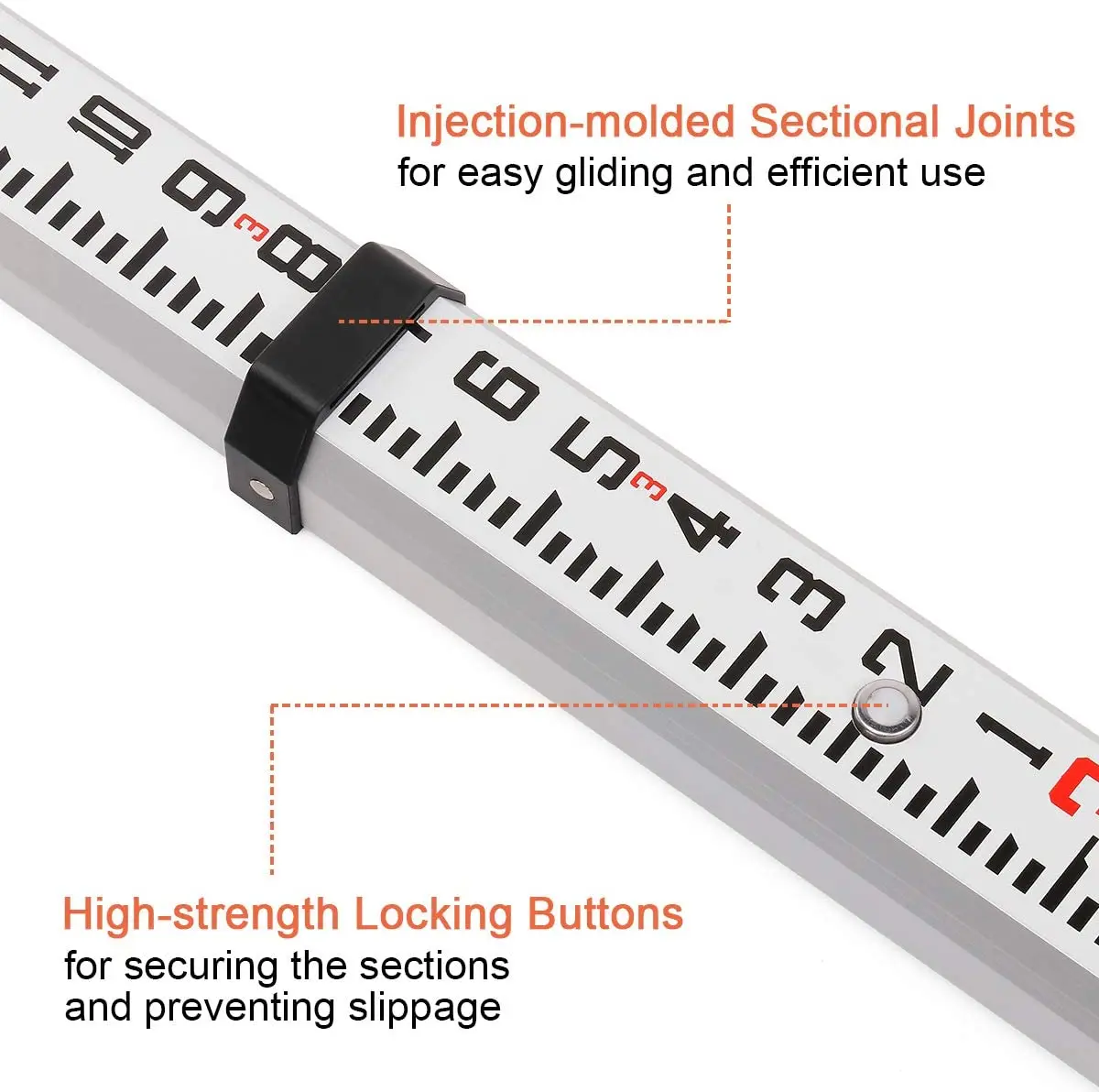 

16 - Foot Aluminium Grade Rod -8ths 5 Sections Telescopic with Bubble Level - Waterproof Soft Carrying Bag Included GR5