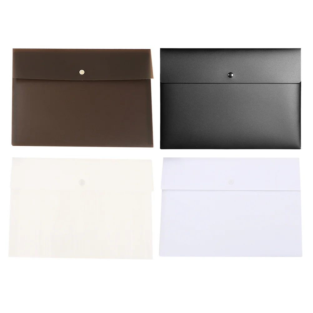 4pcs Pp Document Bag File Folder Transparent Portfolio Set Practical Portfolio Set School Office Home File Storage Bag