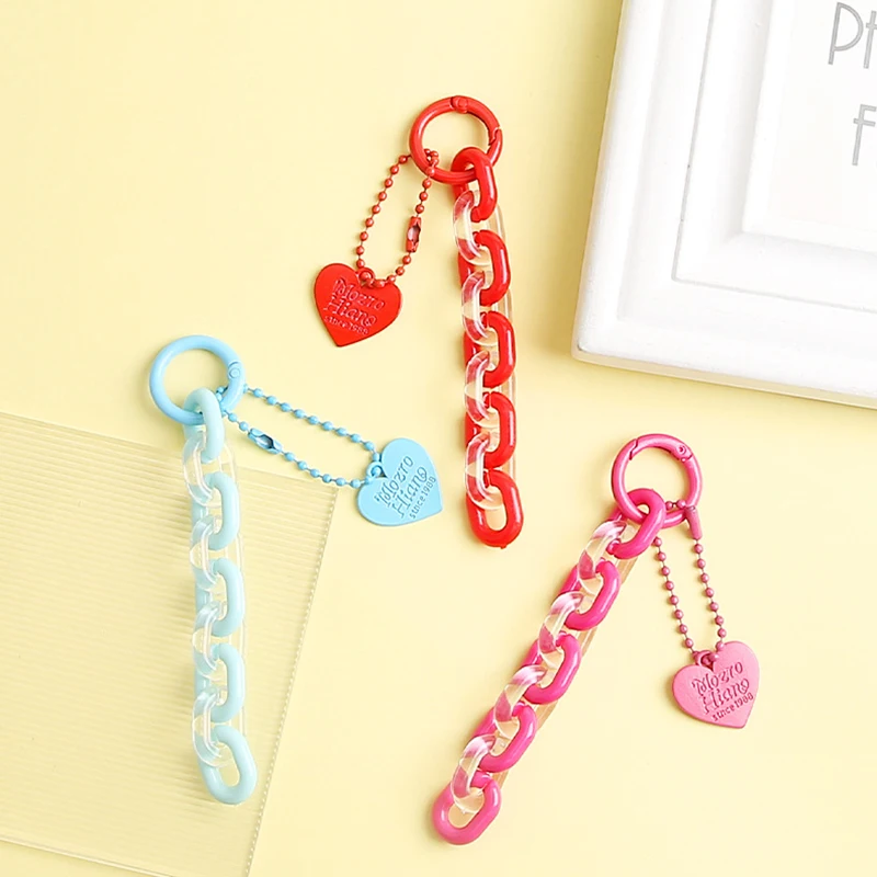 Colorful Acrylic Link Chain Keychain Creative Handmade Keyring For Women Men DIY Car Key Chains Pendant Handbag Accessories