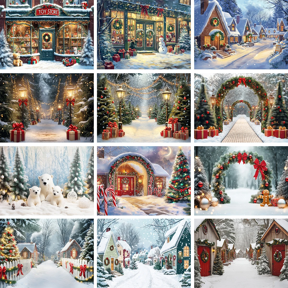 

Рождественский рынок, снежная улица, фоны для детей, детская фотография, ребенок, взрослый фотосессия, деревня, уличная сцена, рождественская арка, фоны