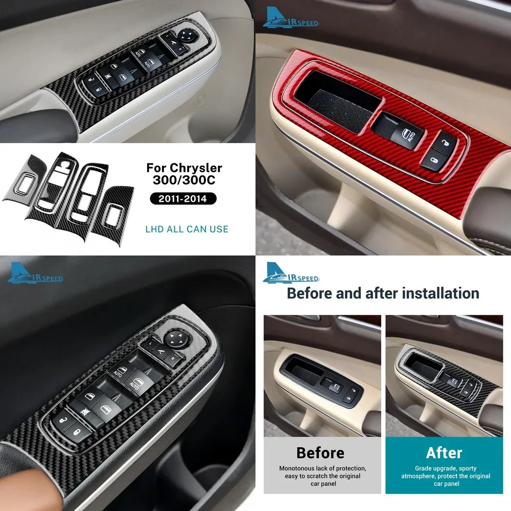 

Накладки на панель стеклоподъемников из настоящего мягкого карбона (LHD/RHD) для Chrysler 300 300C 2011-2014 годов