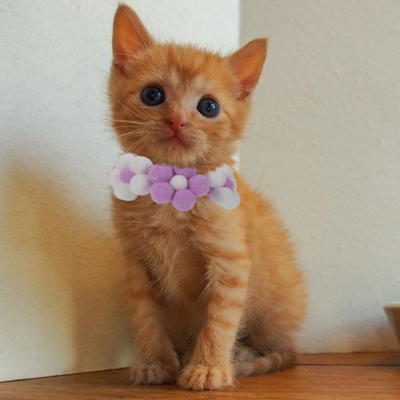 

Hand Knitted Pet Collar for Cat Weight Adjustable Yarn Scarf XS Size Cute Accessory Knitted Collar Supplies