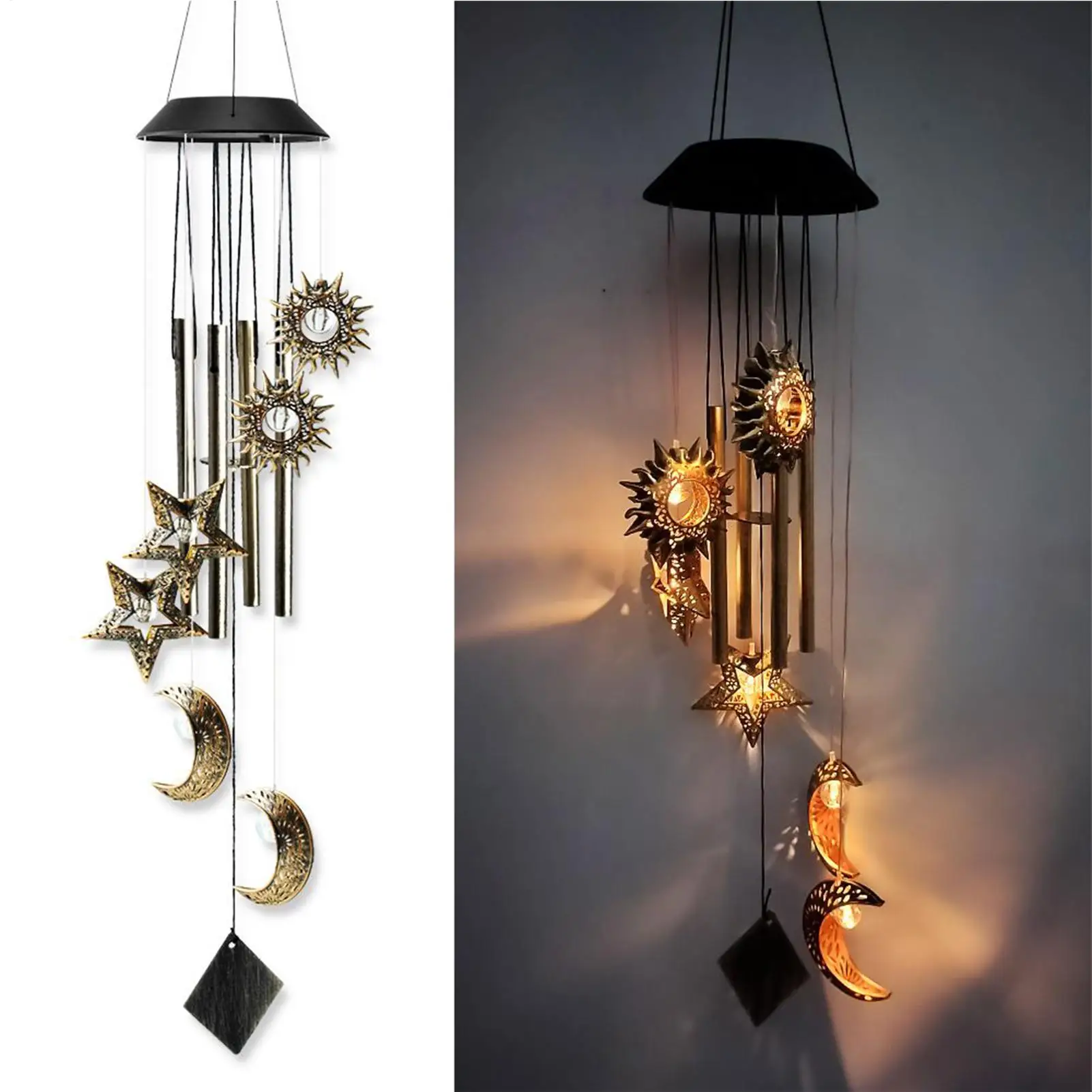 

Solar Wind Chimes Solar Wind Chimes for Outside Ambient Lighting Waterproof Moon Star Garden Decor Lawn Ornaments for Patio Yard