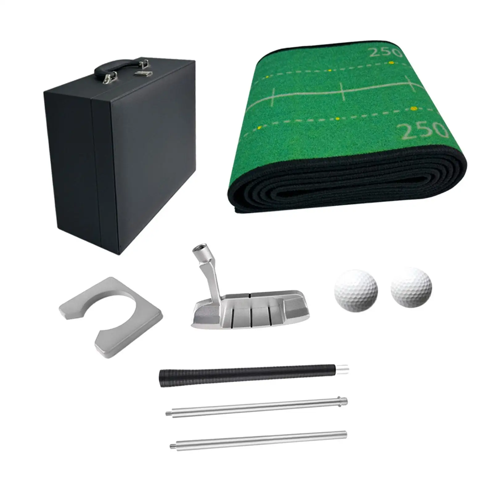 

Golf Putting Green Mat Set 2Pcs Golf Balls Golfer Gift Practicing Indoor Putting