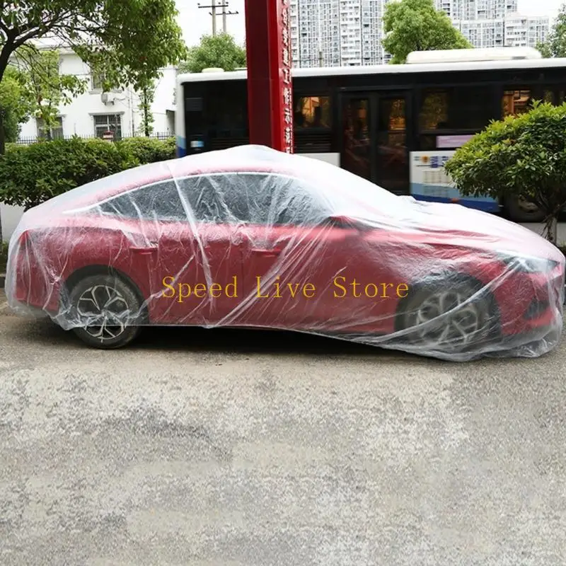 547C Disposable Car Cover for Automobiles All Weather Waterproof, Outdoor Cover Sun Rain Protections, with Elastic Band