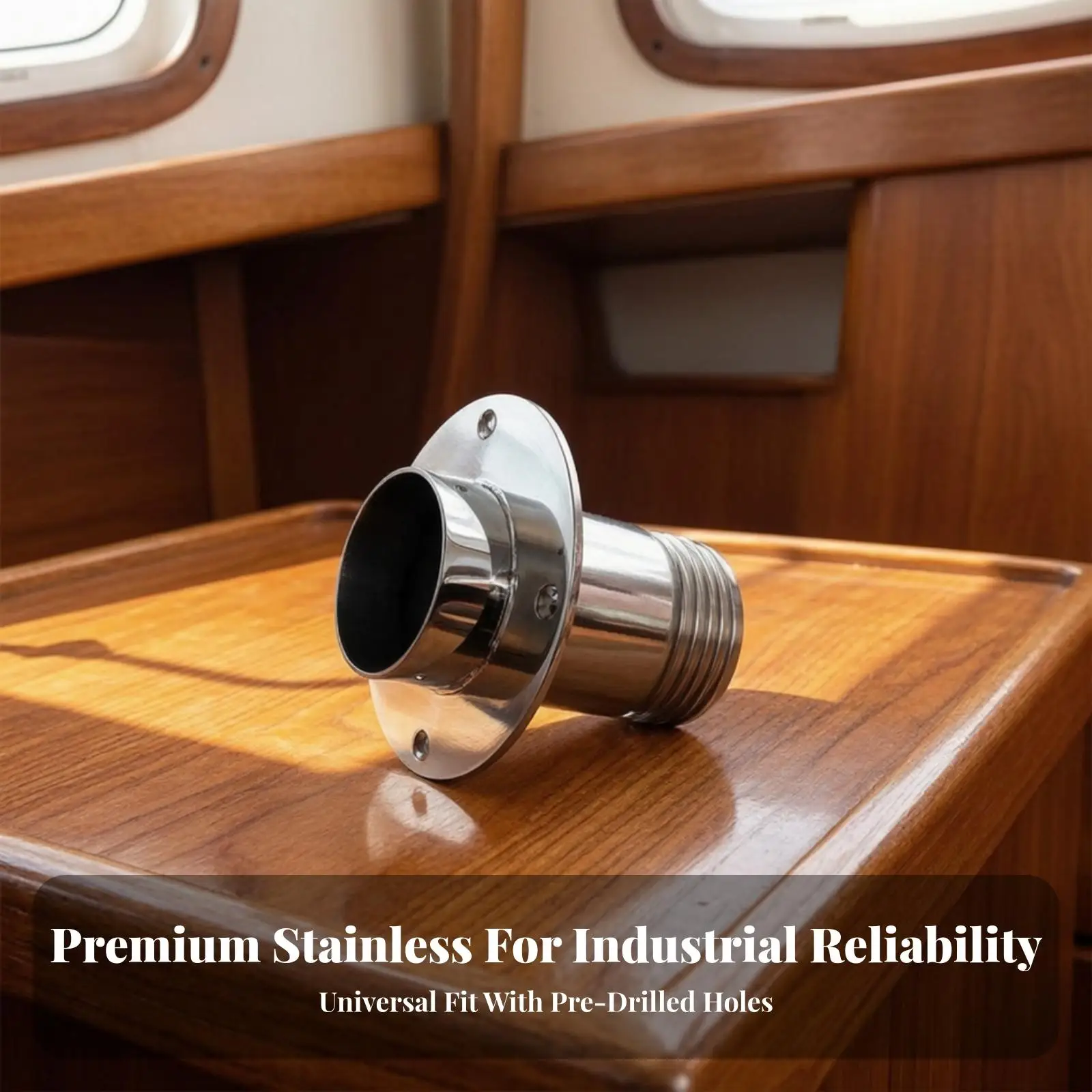 Rigid Exhaust Port Fitting with Flange | Threaded End Connection, brushed silver Finish, for Ventilation Systems