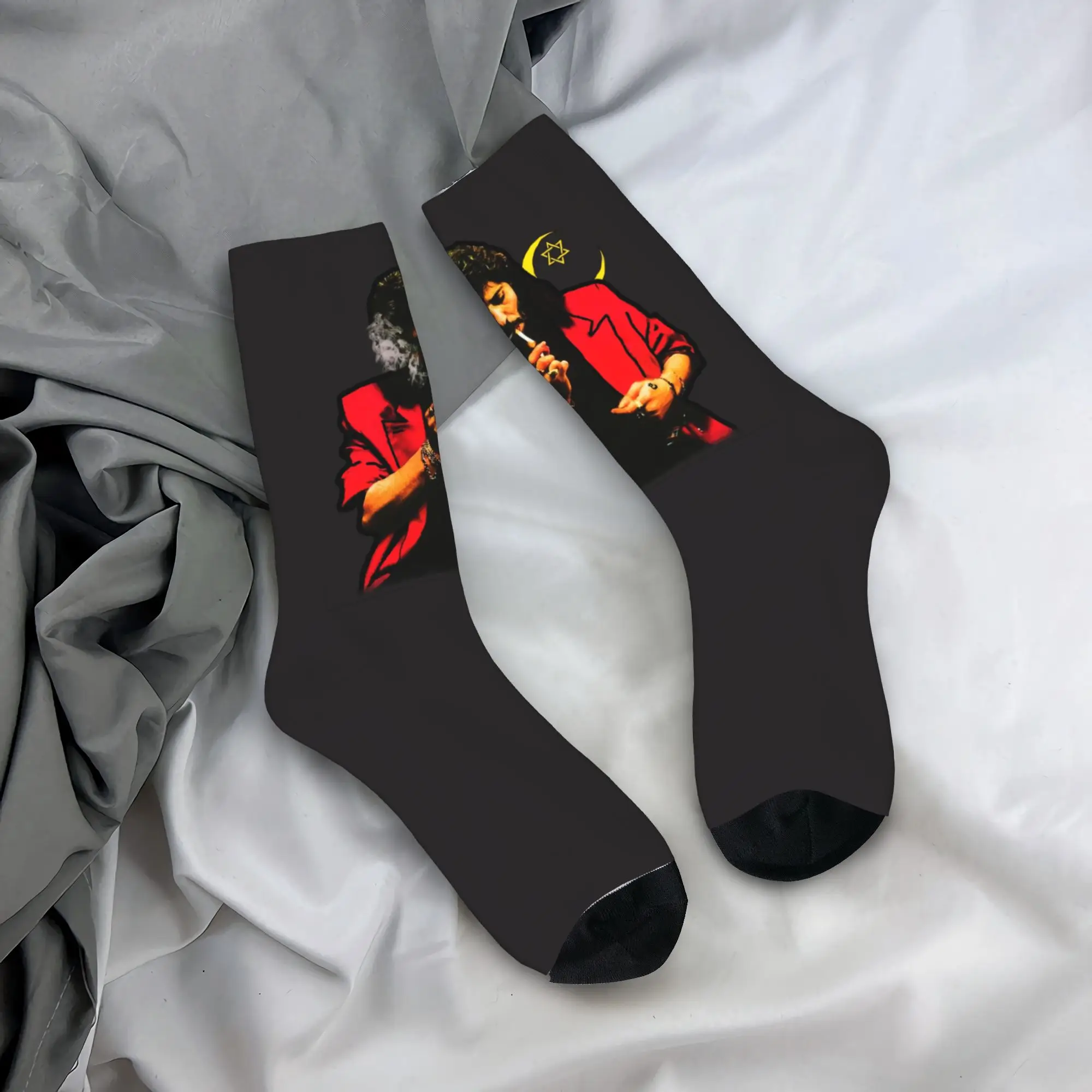 

Custom Fun Print Island Shrimp Camaron De La Isla Socks for Women Men Stretchy Summer Autumn Winter Flamenco Singer Crew Socks