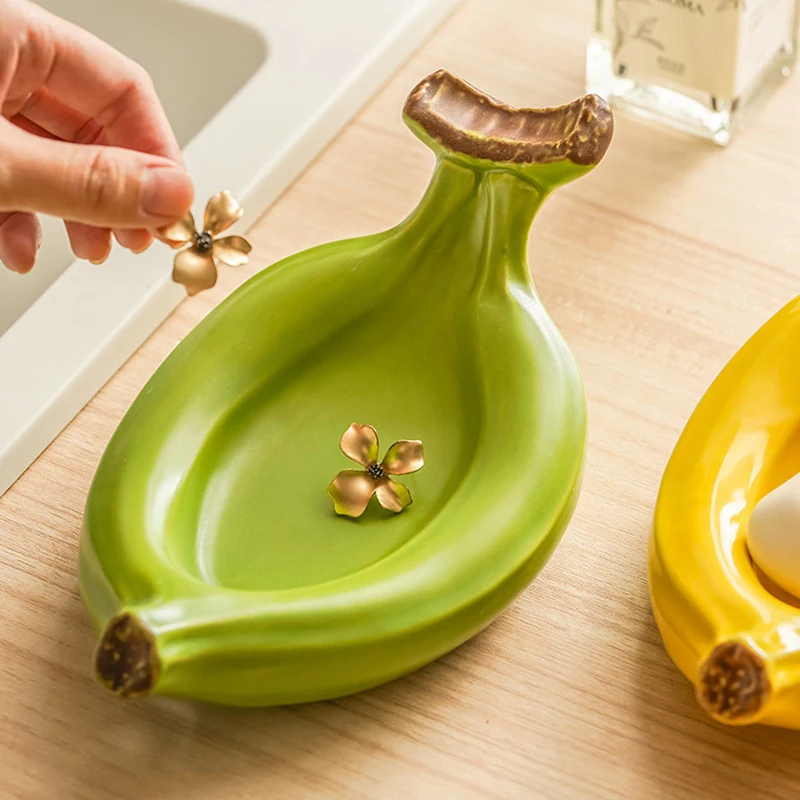 Ceramic Banana Ashtray Soap Dish Holder Drain Portable Home Bathroom Hotel Soap Box Tray Bathroom Accessories Crafts Gift