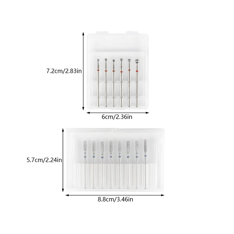 6/8Pcs Diamond Nail Art Electric File Drill Bits Polishing Grinding Head Manicure Pedicure Machines Tool Accessories Set