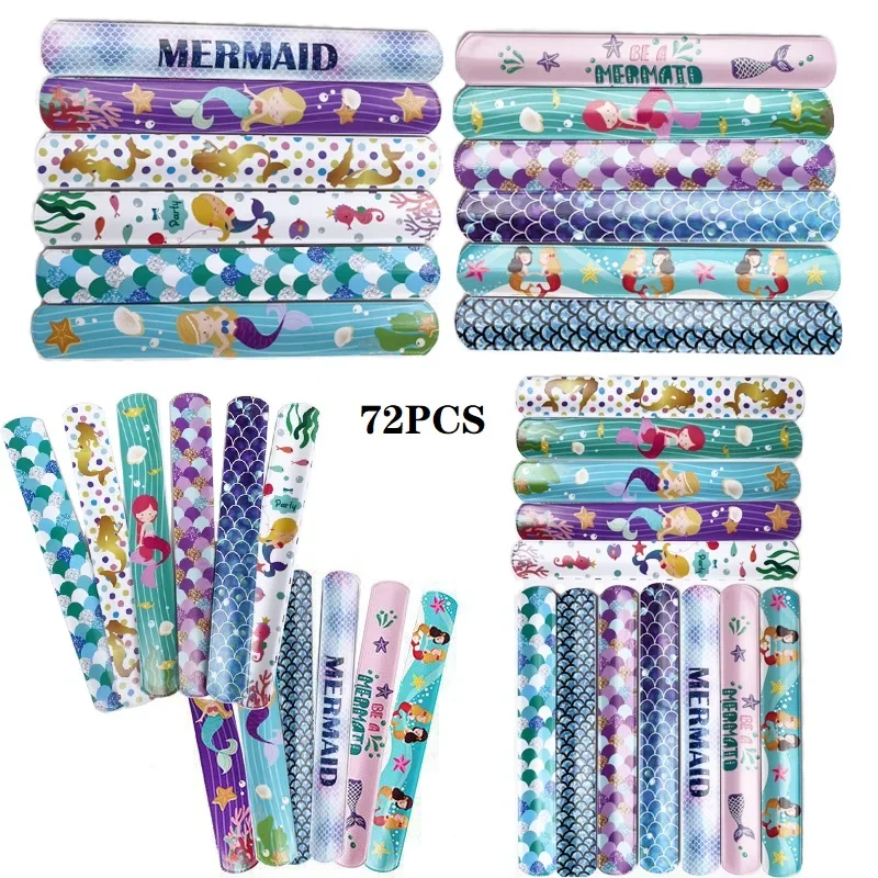 48-72pcs Disney Frozen Mickey Clap Circle Child 1st Multiple Styles Theme Birthday Party Decoration Kids Toy Gift Slap Bracelets