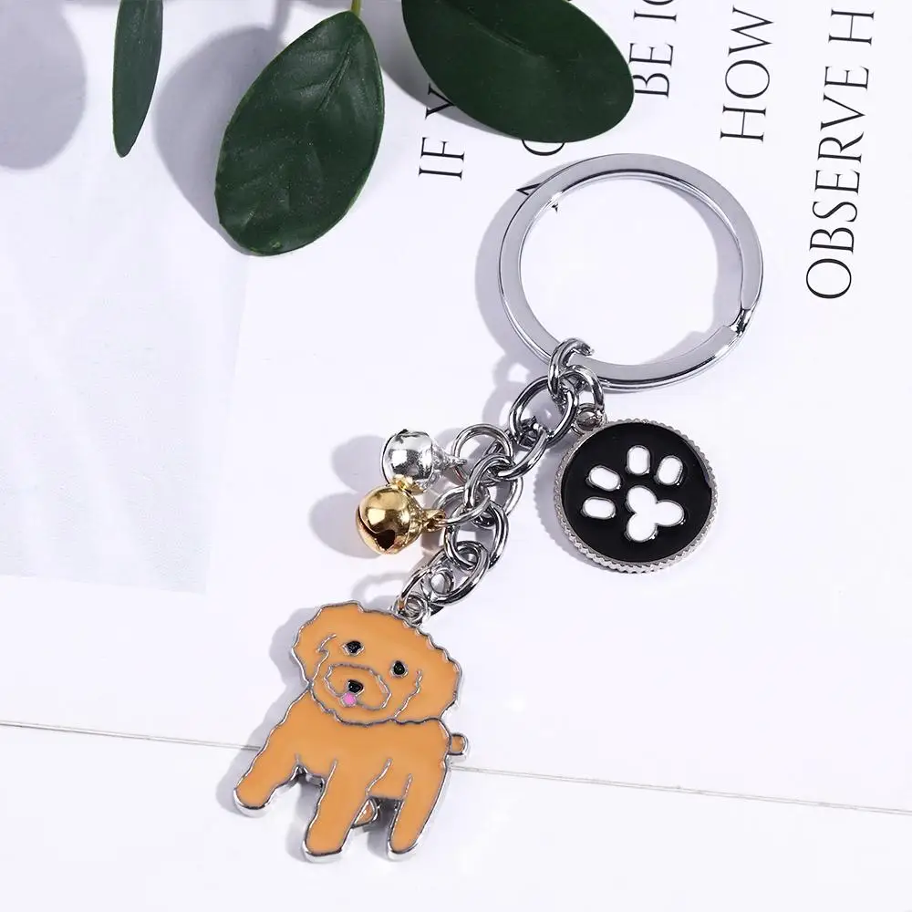 Lover Gift White Animal Bell Husky Teddy Dog Golden Retriever Dog Keychain Pet Keychain Dog Pendant Pet Keyring