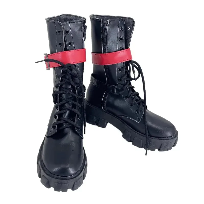 DY20Love และดีพสเปซฮีโรอีนฮันเตอร์คอสเพลย์เครื่องแต่งกายรองเท้าหนังเทียมสีดำบู๊ทส์ 25