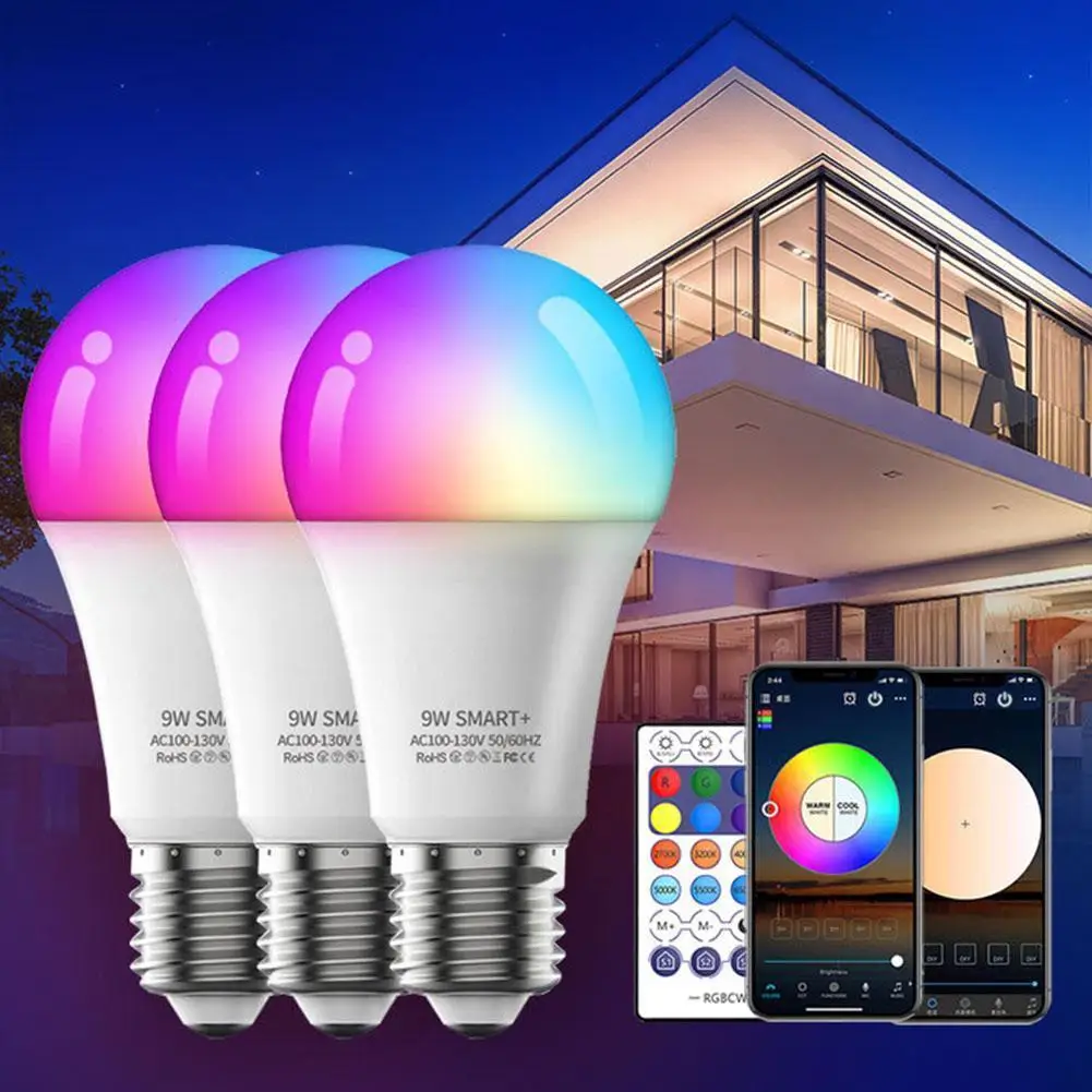 

LED RGBCW Colorful Lamp Practical E27 Bulb Lamp Head Smart WiFi Voice Control Home Party Decor Lights Accessory