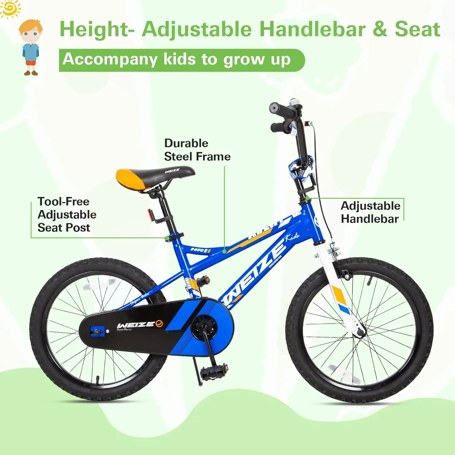 Kids Bike,14 18 20 Inch Children Bicycle for Boys Girls Ages 3-12 Years Old, Rider Height 35-60 Inch, Coaster Brake, Multi