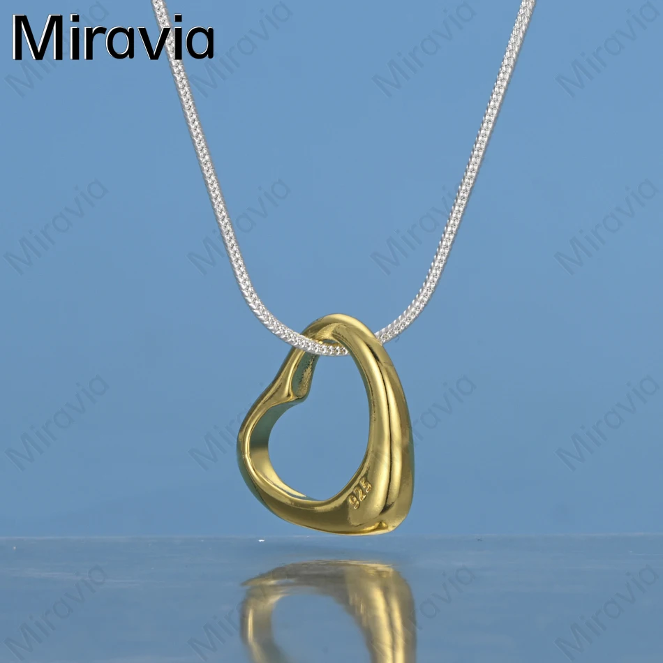 

Miravia 925 Sterling Silver Gold-Plated Love Pendant Necklace Women'S Retro Personalized Accessories Gift Jewelry