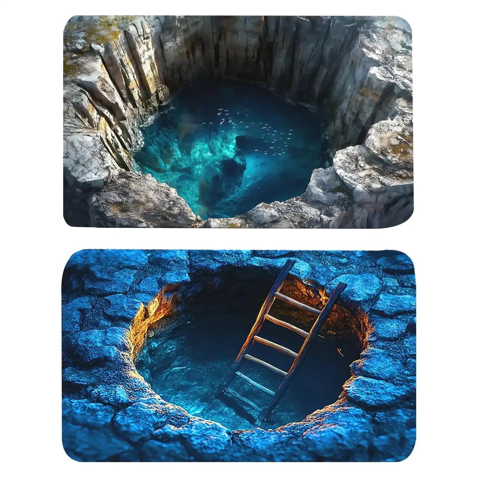3D Optical Illusion Hole Rug Non Slip Carpet Easy Clean Pet Friendly Floor Mat for Living Room Hall Kitchen Bathroom Home Decor
