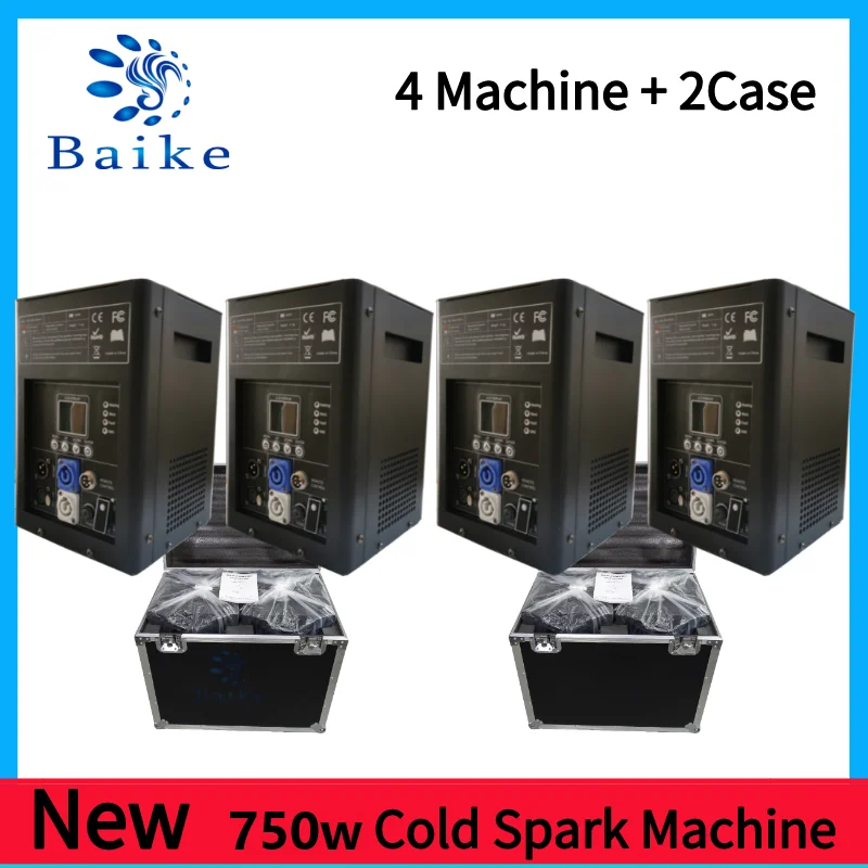 750W TI Cold Spark Machine Powder DMX Remote Wireless Cold Firework Fountain Stage Wedding Party Show Cold Spark Machine Flycase