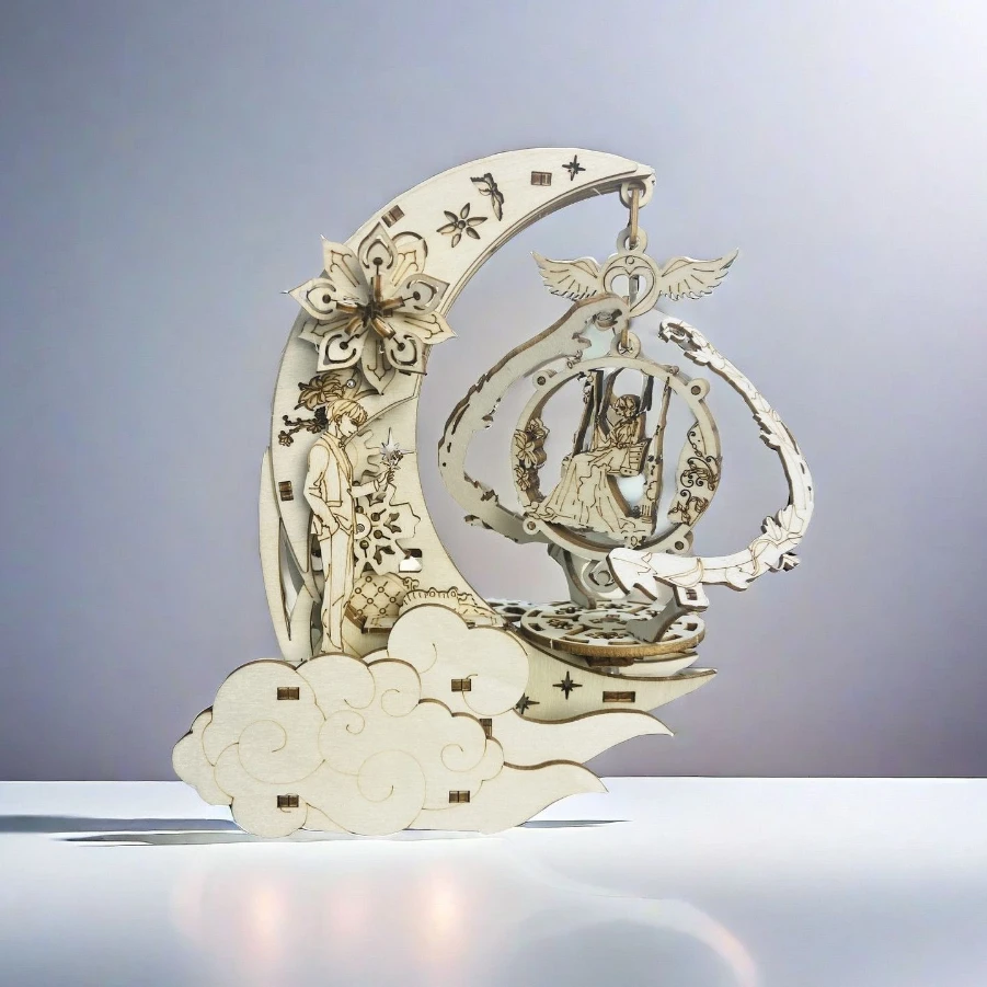 

New wooden model kit for DIY cello [music box] with moon and birthday classmates