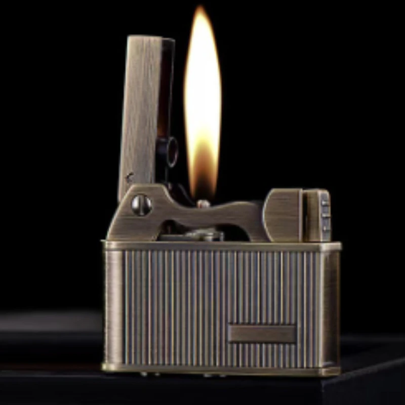 Jobon Gasoline Lighter Press Auto Ignition Metal Windproof Vintage Retro Cigarette Men Smoking Gift Gadgets