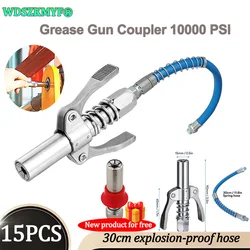 Grease Gun Coupler Kit 10000 PSI NPTI/8 Oil Pump Quick Release Lubricant Car Syringe Tip Grease Nozzle Tube Car Repair Tool