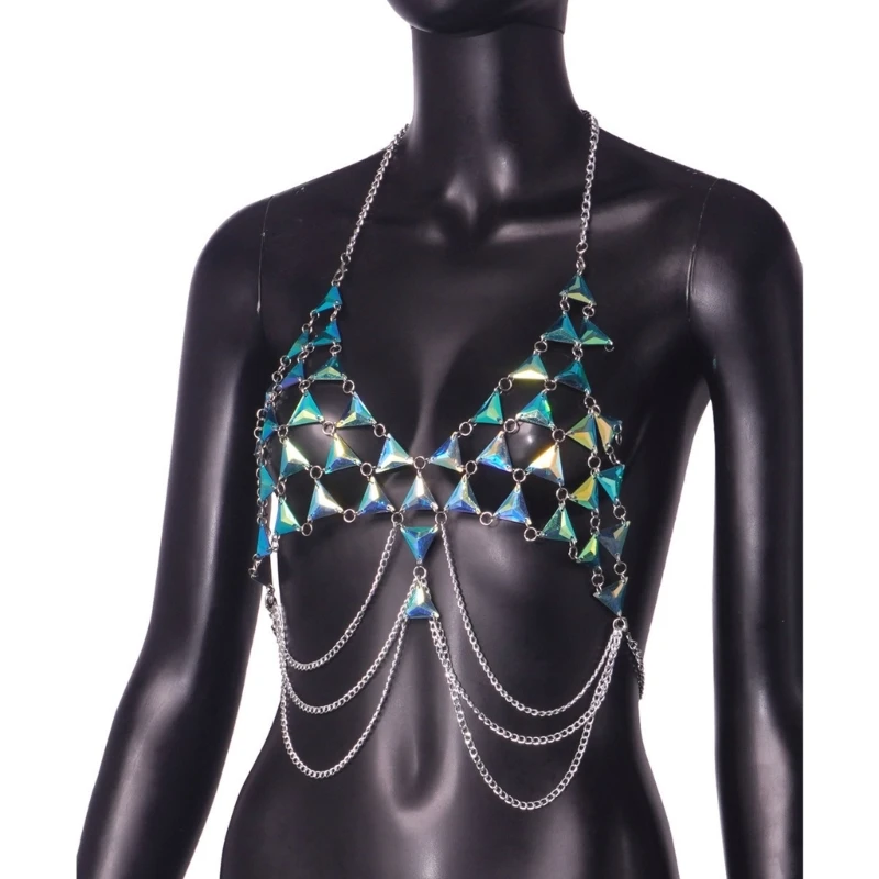 

Summer Sexy Crystal Rhinestones Body Jewelry Fashion Chain Gemstones Underwear Bra Designs Beaches Body Chains P8DB