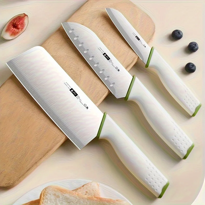 

3PCS Kitchen Knife Stainless Steel Sharp Vegetable and Meat Slicing Knife 5.3 inch Japanese Santoku Knife PP Handle Fruit Knife