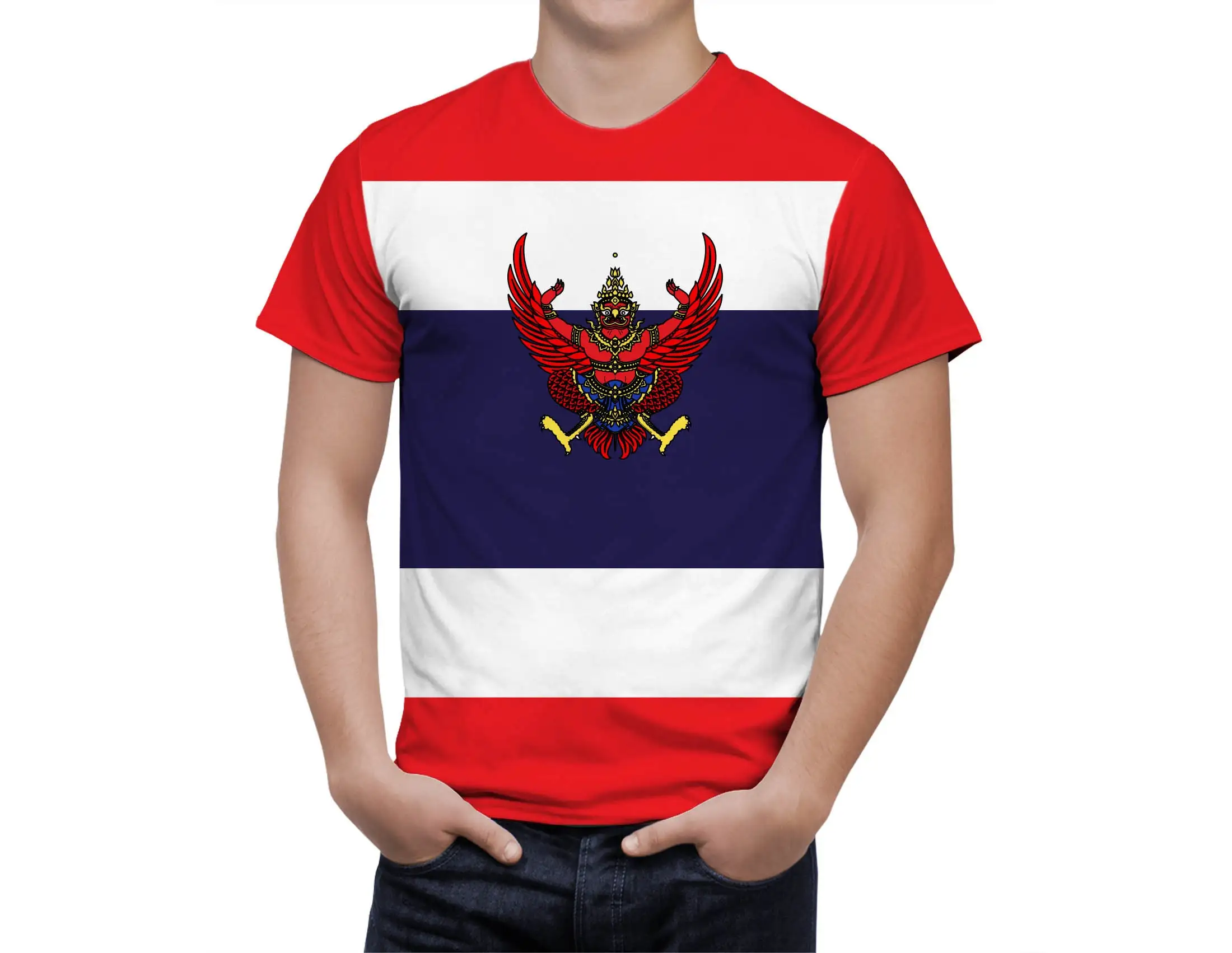 

THAILAND National Flag t shirt Coat of Arms Patriotic Men's Sport 3d Print Short Sleeve Cool T Shirt Gift