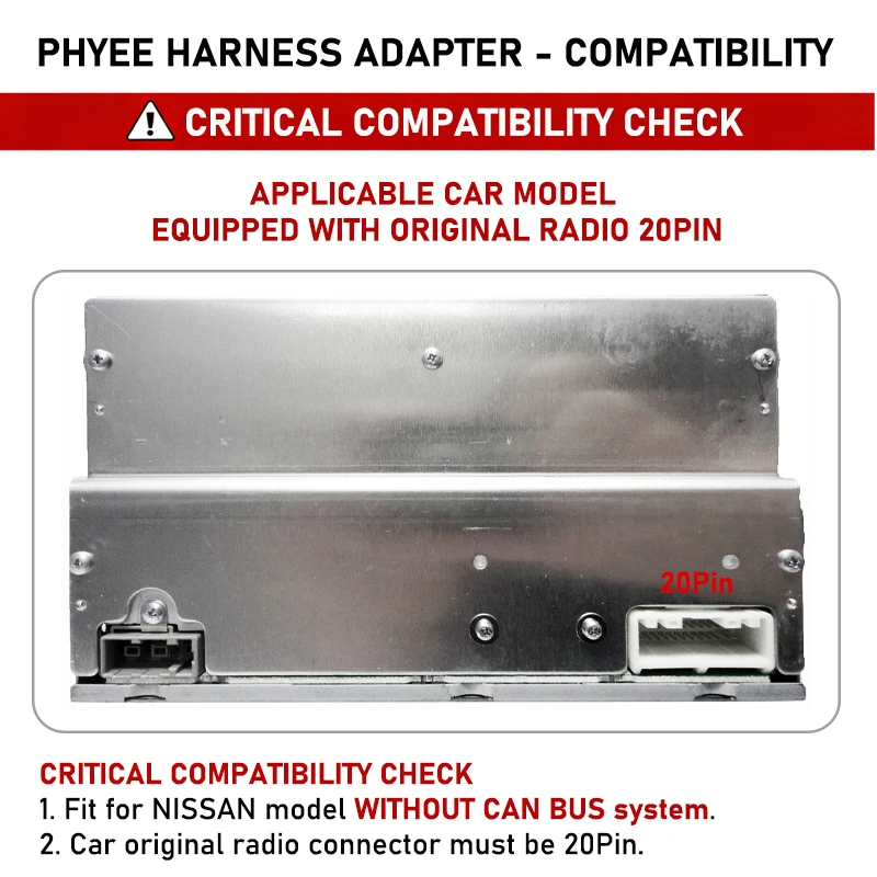 20Pin Harness Adapter for Nissan Qashqai J10 X-trail Versa Sentra Navara Frontier, SWC, Plug&Play 16Pin Android Cable, 10Pcs/Lot
