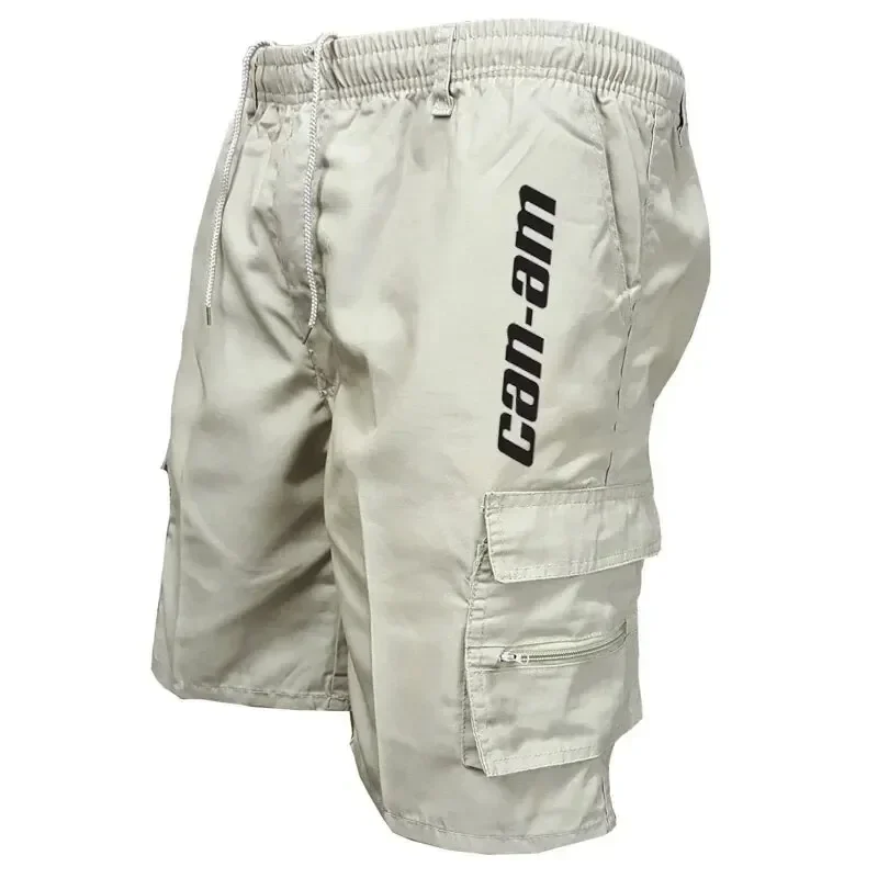 Outdoor Bike Shorts for Men with Elastic Waistband Quick-Drying Baggy Work Sweatpants Multiple Pockets Printed Design