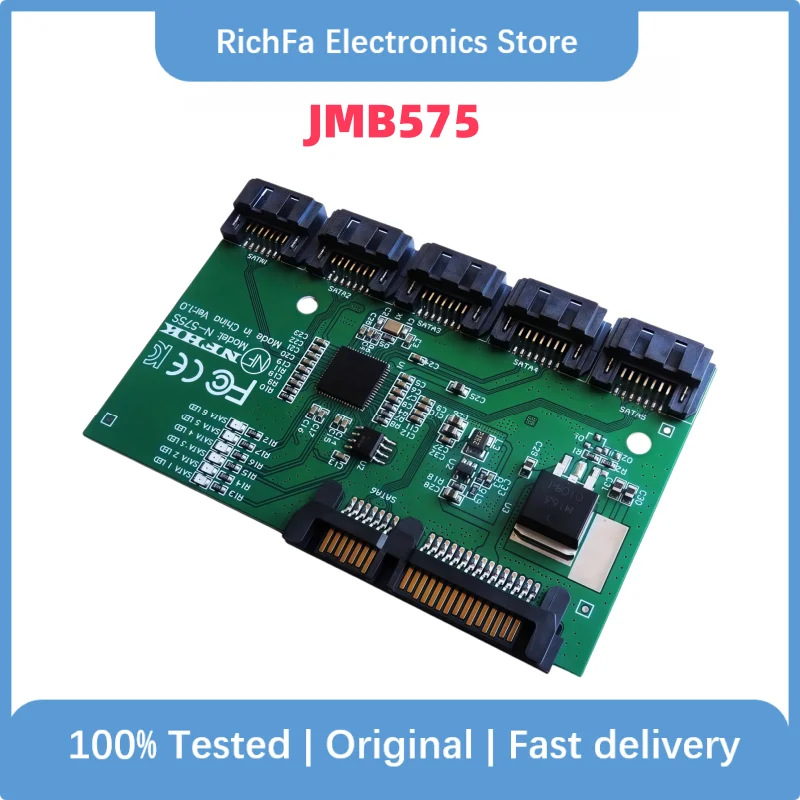

SATA Expansion Card 1 To 5 Port SATA3.0 Controller Card Motherboard SATA Port Multiplier Riser Card HUB Adapter Durable JMB575