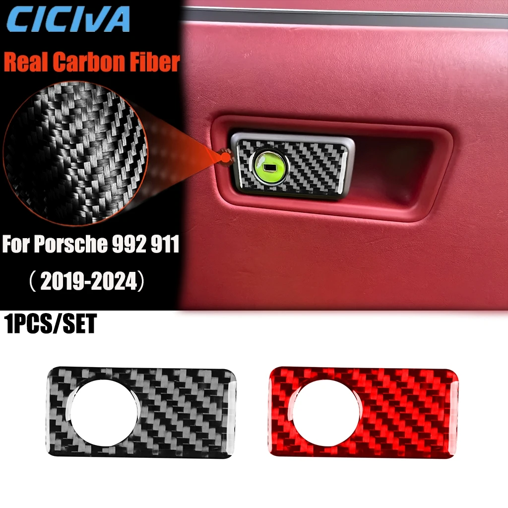 

Carbon Fiber Car Accessories Glove Storage Handle Panel Modified Interior Trim Cover Soft Sticker For Porsche 911 992 2019-2024