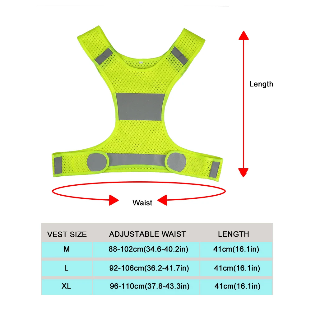 Chaleco reflectante de seguridad, cinta luminosa de autodefensa para bicicleta, tela fluorescente protectora para correr de noche