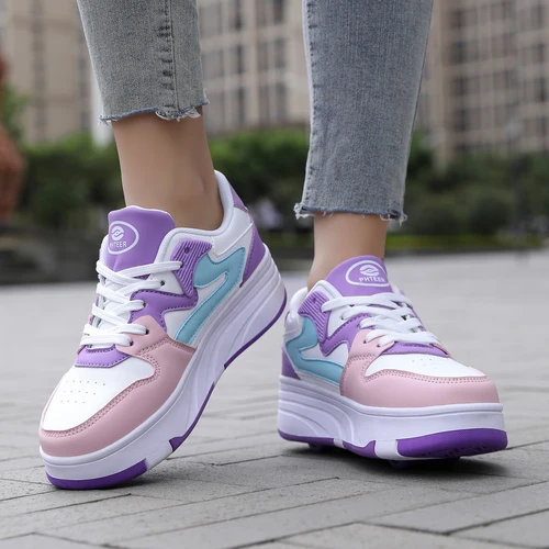 Imagen 2 del producto Patines para deportes al aire libre para niños, zapatos con ruedas de una sola fila, zapatos deslizantes para niños de cuatro ruedas para niños y niñas