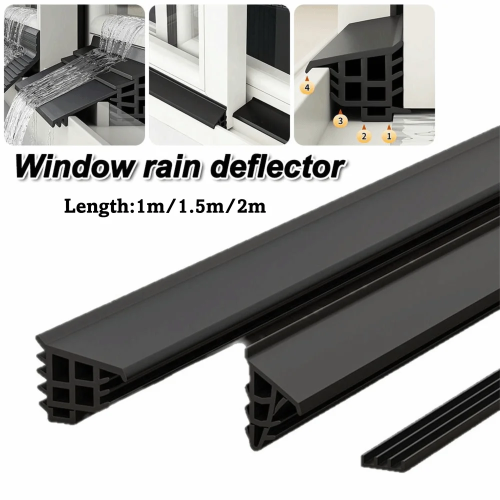 1m/1.5/2m Window Water Blocking Bar TPE Self-Adhesive Window Waterproof Baffl Rain Deflector Waterproof