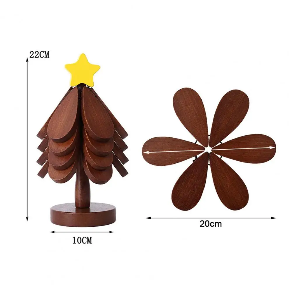 خشبية بوثولدر مجموعة شجرة عيد الميلاد الرجعية مجموعة للأطباق الساخنة المقالي الوقايات الخيزران للأطباق أباريق الشاي احتفالي ديكور للطاولات المنزل #6