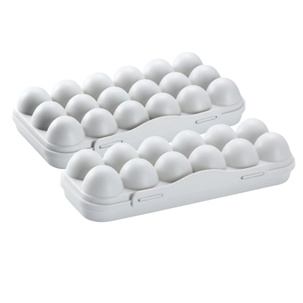 

2pcs Refrigerator Organizer Large Capacity Storage Box Deepened Groove Container With Lid Reusable Plastic Egg Crate 18 Count