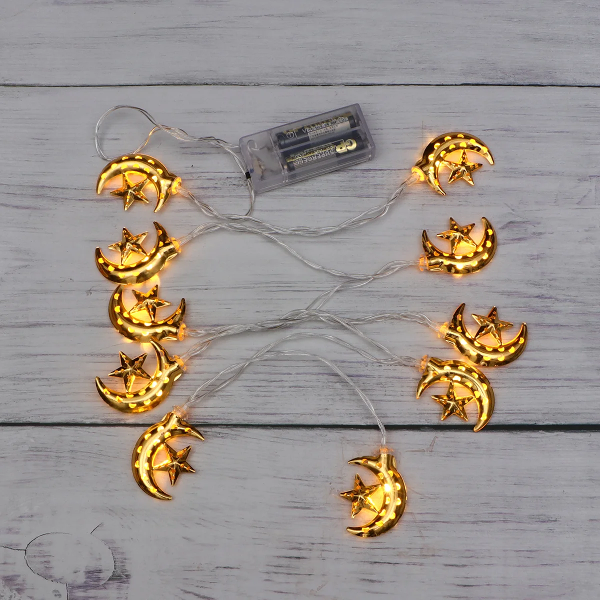 

1Pcs LED Iron Art Star Moon String Light Muslim Eid 1.65m 10 Leds Energy Saving Garden Party Decoration Outdoor