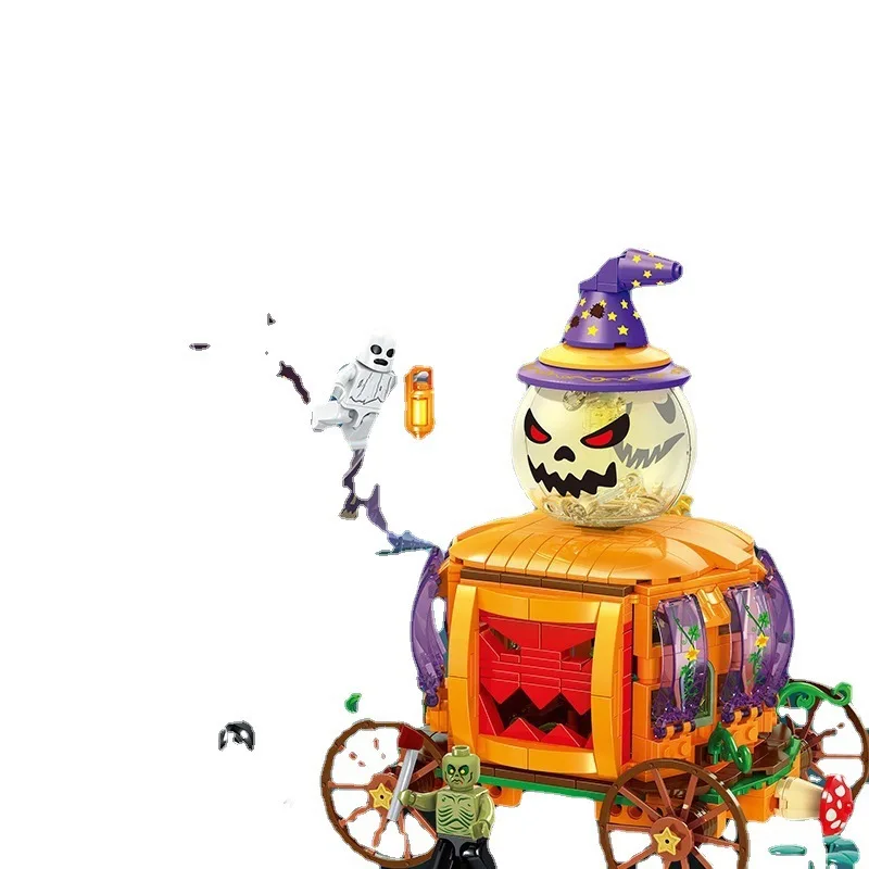 Halloween Building Block Hut House Pumpkin uCarriage Happy Halloween Decoration Bricks for Boys Kids Toys Gift Compatible Lego