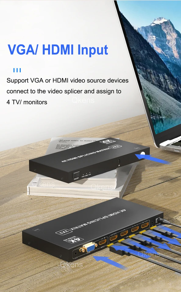 2x2 Video Wall Controller - HDMI Video Processor For 4 Screen Display Splicing